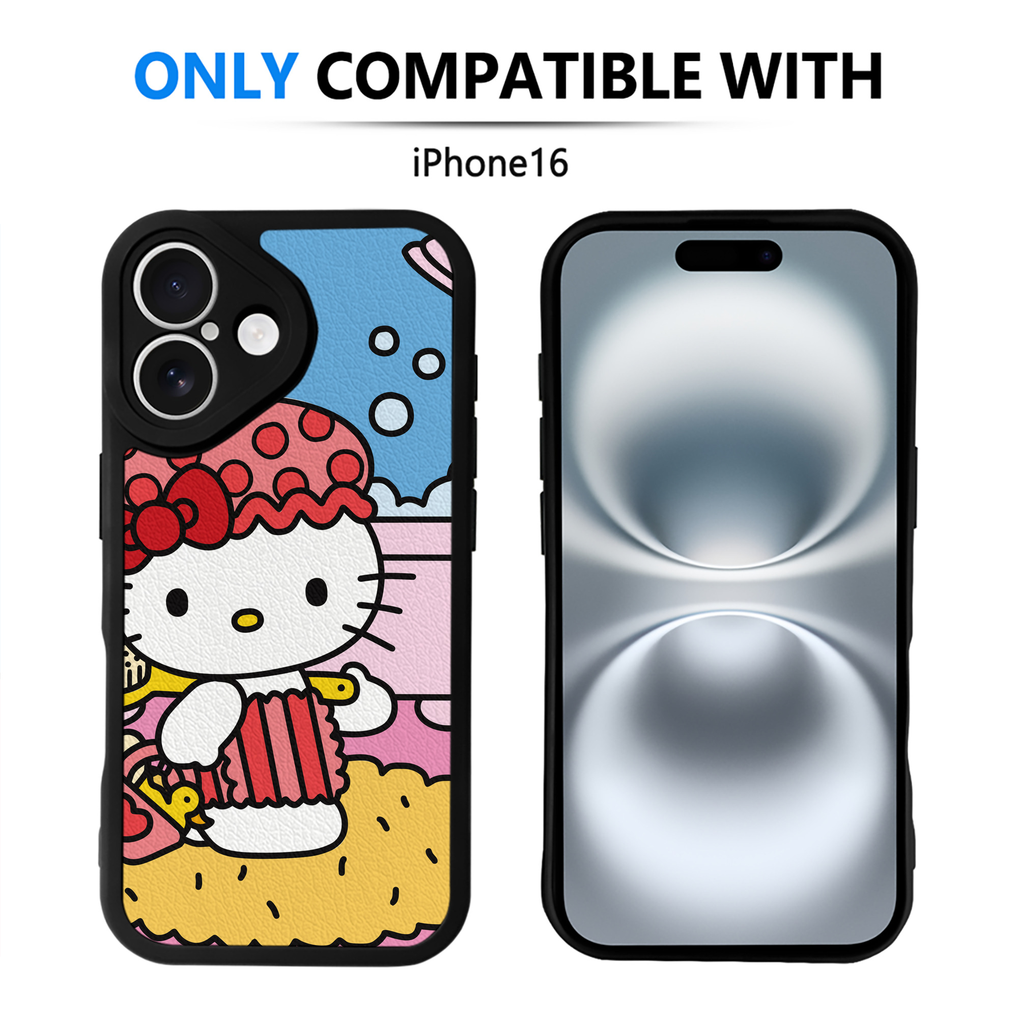 （画像用） Hello Kitty ハローキティ 【iPhone 16シリーズ対応】シリコンスマホケース（レザー調） 材質：シリコン